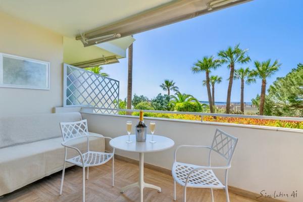Exclusivité Cannes-Maréchal Juin, Basse Californie, grand 3 pièces, terrasse, vue mer