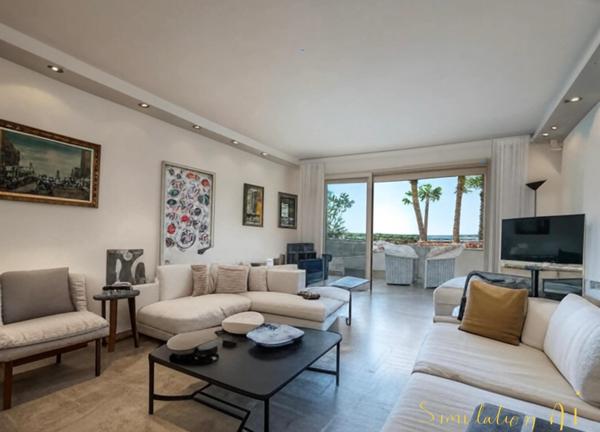 Exclusivité Cannes-Maréchal Juin, Basse Californie, grand 3 pièces, terrasse, vue mer