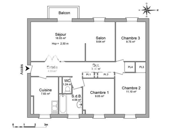 Location Appartement 5 pièces 83 m² - 292 A 408, RUE A.DUMAS Guilherand Granges 07500