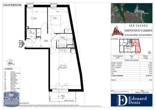 Appartement à louer 3 pièces 64.05m² Douarnenez (29100)