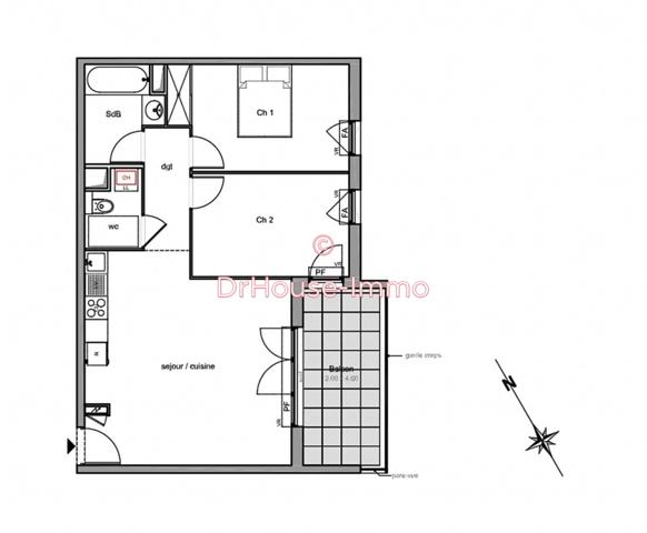 Appartement à vendre 3 pièces de 62 m²