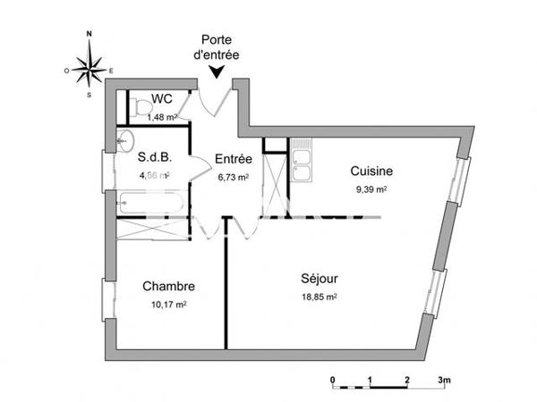 Location Appartement 2 pièces 51.28 m² - 32 RUE DU LIEUTENANT Laval 53000