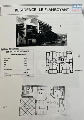 A vendre T2 de 36m2 habitable près du Jardin de l'Etat