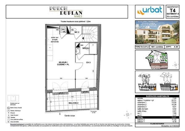 Appartement duplex Nimes 4 pièce(s) 73.51 m2
