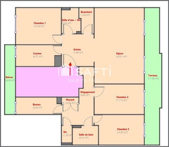 Bel appartement lumineux, au calme absolu