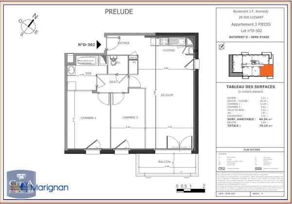 Location appartement 64.54m²