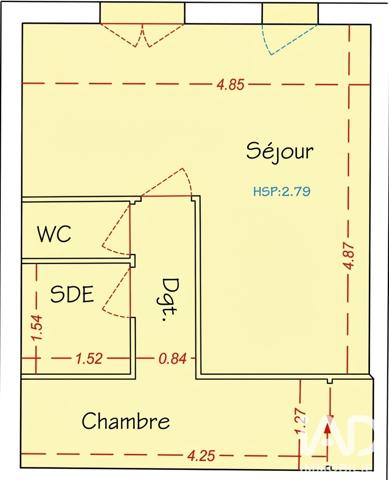 Appartement à vendre 2 pièces 29,25 m² Bielle