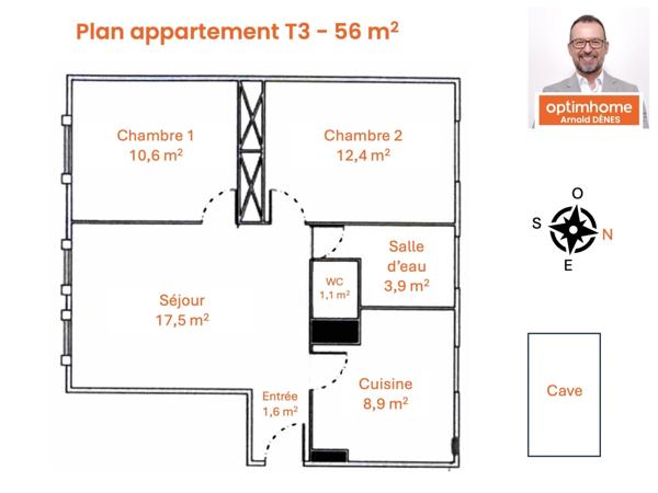 T3 rénové – 56 m² – lumineux – Jeanne d’Arc Rennes