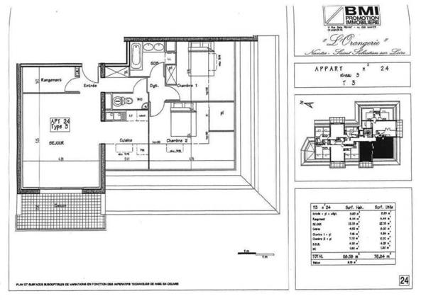 Appartement 3 pièces                                        - 44230 Saint-Sébastien-sur-Loire - Savarières Réf : 12194