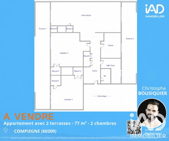 Appartement à vendre 3 pièces 76,72 m² Compiègne