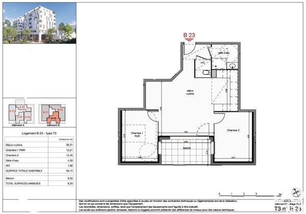 Appartement 3 pièces de 66 m² à Montpellier (34000)