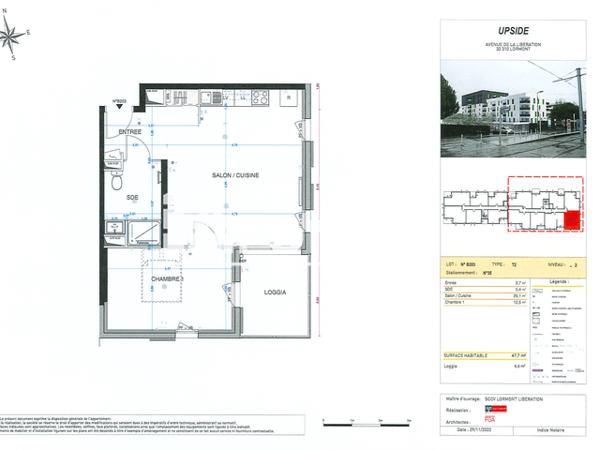Location Appartement 2 pièces 47.7 m² - 1 AVENUE DE LA LIBERATION - BATIMENT B Lormont 33310