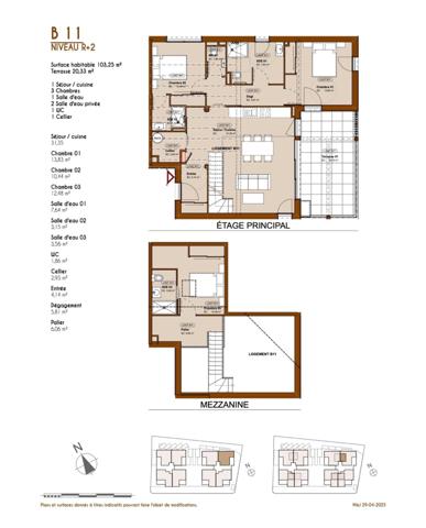 Appartement en Duplex, type 4 , de 100 m2 .