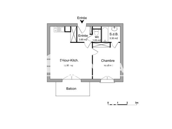 Location Appartement 2 pièces 38.8 m² - 54 TRAVESE CHANTEPERDRIX Marseille 13010