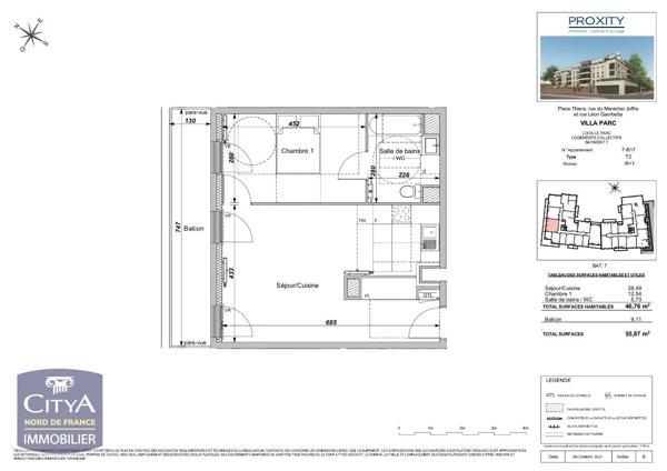 Appartement à louer 2 pièces 46.76m² Loos (59120)