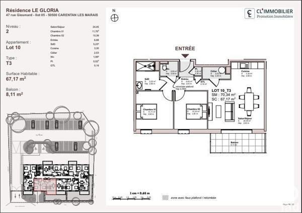 Appartement 3 pièces de 67 m² à Carentan les Marais (50500)