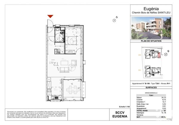 Appartement à vendre 2 pièces 67 m² LE PITON-SAINT-LEU