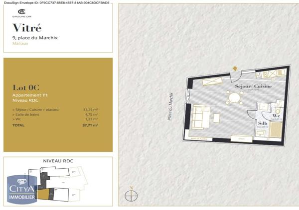 Location appartement Vitré (35500) 1 pièce 37.71m²