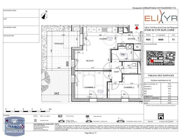 Appartement à louer 3 pièces 55.5m²