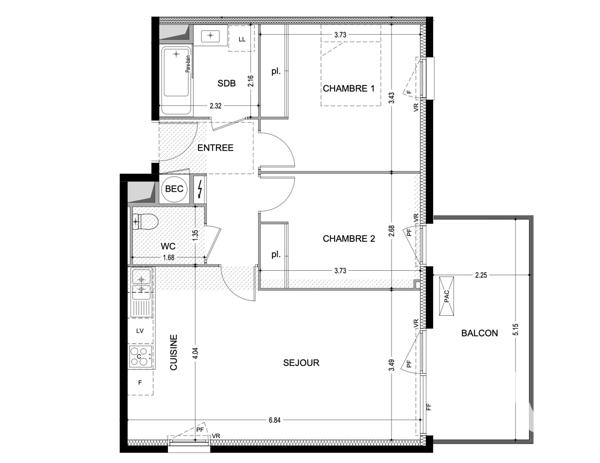 Appartement à vendre 3 pièces 61 m² Agde