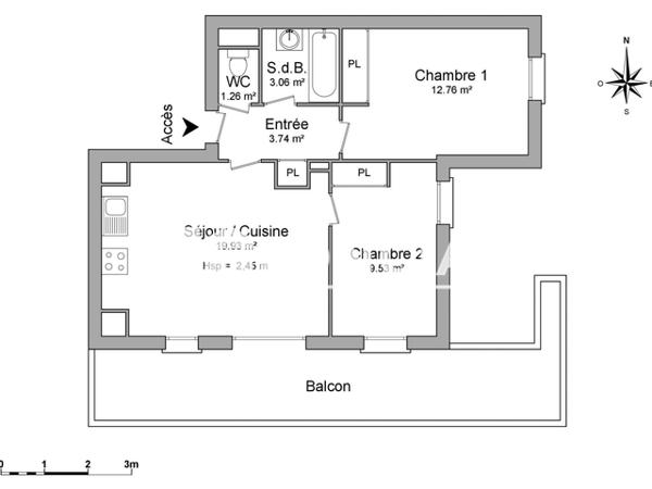 Location Appartement meublé 3 pièces 50.28 m² - 16 RUE AUGUSTE RENOIR Limoges 87000
