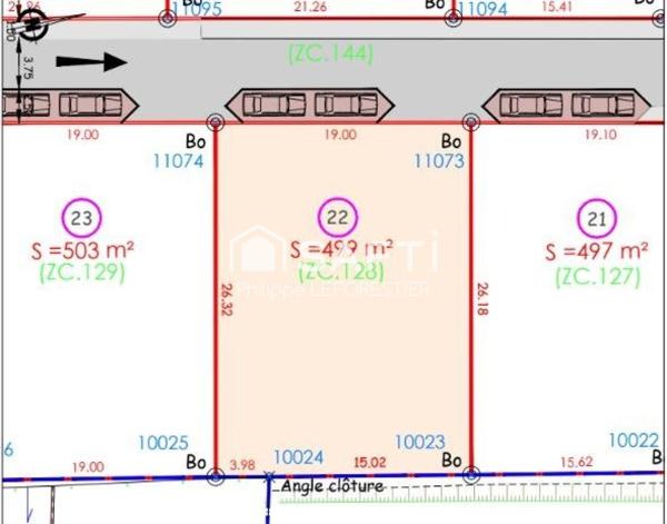 6 Km Argences. Terrain viabilisé de 498 m². 67 000 € FAI.