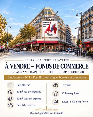Restauration rapide à vendre 100 m² Paris 9