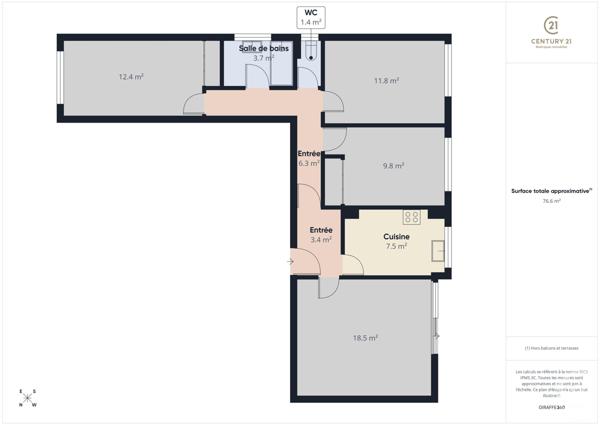 Appartement F4 à vendre  4 pièces - 75 m2 RAMBOUILLET - 78