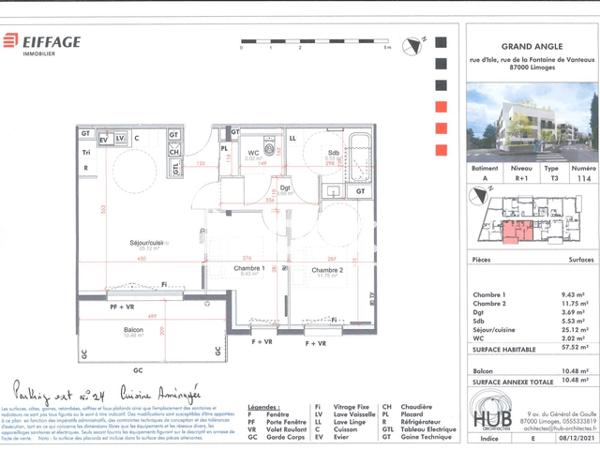 Location Appartement 3 pièces 57.52 m² - 63 RUE D'ISLE Limoges 87000
