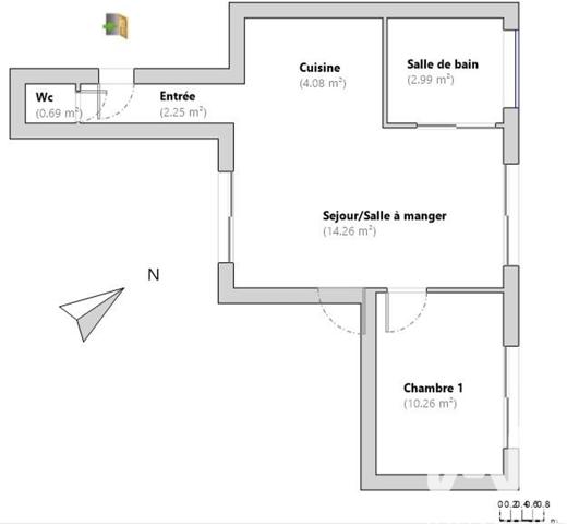 Appartement à vendre 2 pièces 34,53 m² Croix