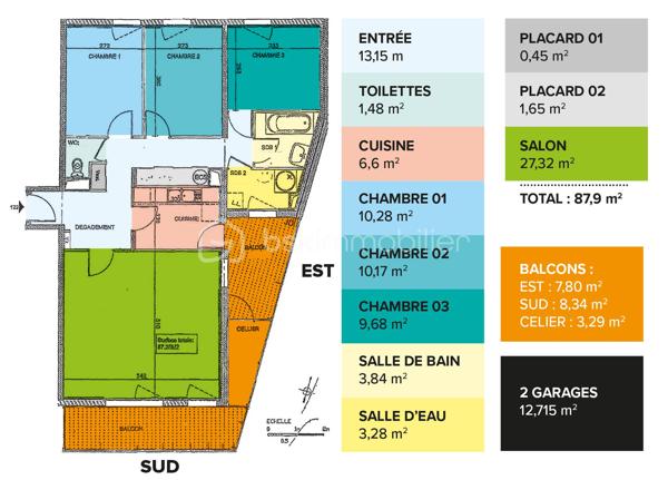 Situé à Loos dans le quartier Eurasanté au sein d’une résidence parfaitement entretenue et sécurisée, cet appartement de 87,9 m² offre un cadre de vie rare sur le secteur.
Occupant le 2e et dernier étage d’un immeuble calme dans une résidence fermée composée seulement de trois bâtiments identiques, ce bien bénéficie d’un véritable caractère exclusif : il s’agit du seul grand appartement de l’immeuble.
Dès l’entrée, à droite, les volumes séduisent par leur luminosité et leur agencement fonctionnel. L’espace de vie principal se compose d’un salon spacieux de plus de 27 m² ouvrant sur des balcons idéalement exposés Est et Sud (sans vis-à-vis), parfaits pour profiter des beaux jours tout au long de la journée.

Face à l’entrée, une cuisine indépendante ouverte sur l’un des balcons comprenant un cellier (7,8 m2, exposition EST). 

À gauche de l’entrée, l’espace nuit est composé d’un vaste couloir qui distribue 3 chambres confortables d’environ 10 m2, d’une salle de bain et une salle d’eau et de nombreux rangements.

L’appartement comprend également deux garages fermés, un véritable atout sur le secteur !

Pensé aussi bien pour un couple souhaitant évoluer dans un environnement paisible, une famille recherchant proximité des écoles, transports et espaces verts, qu’un investisseur souhaitant bénéficier d’un emplacement stratégique à forte demande locative.

Le quartier Eurasanté est particulièrement recherché grâce à sa proximité avec les pôles hospitaliers, universitaires et de recherche de Eurasanté. Son environnement verdoyant et résidentiel offre un équilibre idéal entre calme et dynamisme urbain.

Côté accessibilité :
Métro et transports en commun à proximité;
Accès rapide aux grands axes routiers et autoroutiers;
Gare SNCF.

Informations complémentaires :
- Pas de travaux énergétique à prévoir DPE performant : C / GES B;
- Charges : 210 €/mois (eau comprise, compteur individuel);
- Taxe foncière : 1902 €;
- Bien détenu par le même propriétaire depuis 13 ans;
- Potentiel locatif meublé : environ 1300 €/mois.

Un appartement rare sur le secteur, réunissant emplacement stratégique, confort de vie et potentiel patrimonial.
