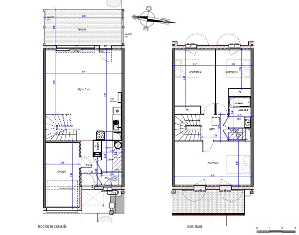 Maison mitoyenne T4 avec jardin et garage