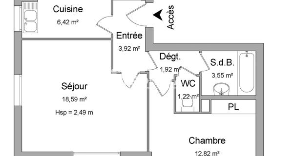 Location Appartement 2 pièces 48.44 m² - Cergy 95800