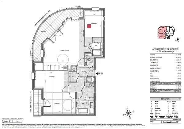 NICE CENTRE – appartement neuf 4 pièces avec balcons