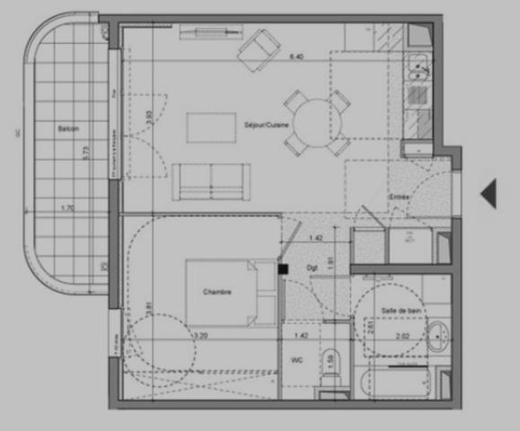 T2 neuf de 45,6 m² avec balcon -MONTEUX (84)