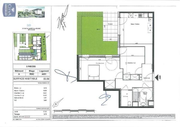 Appartement à louer 3 pièces 60.59m²