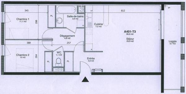 Appartement 3 pièces - 44200 Nantes -  République-Les Ponts