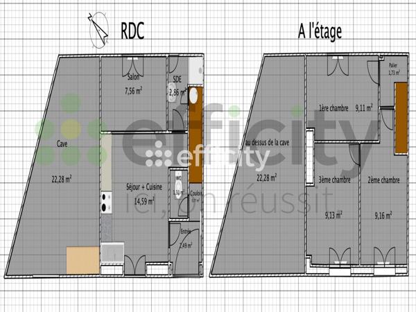 Maison 4 pièces - 60 m² Exclusivité efficity