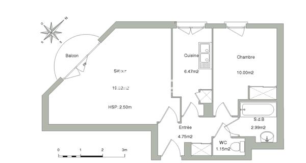 Location Appartement 2 pièces 45.28 m² - Sucy-en-brie 94370