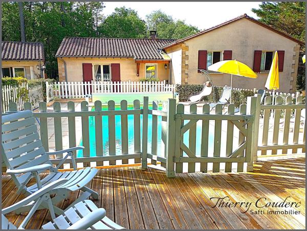 Maison avec appartement et piscine au calme.