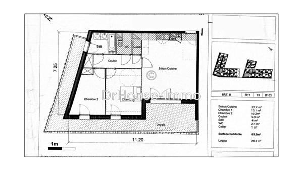 Appartement à vendre 3 pièces de 63 m²