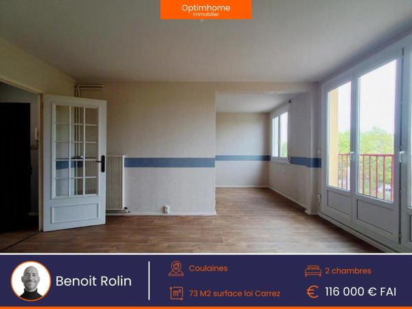 Appartement F4 de 73 m² avec garage de 22 m²+Cave – Lumineux, parfaitement entretenu et proche du centre-ville