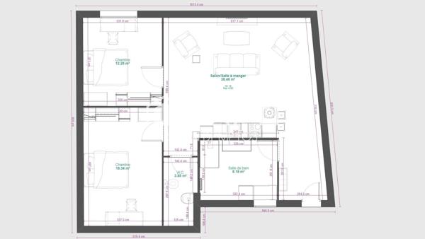 APPARTEMENT T3 AU DERNIER ÉTAGE- DAX CENTRE