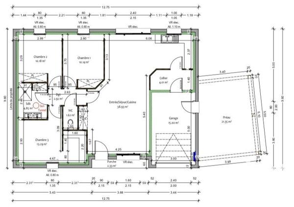 Maison traditionnelle 4 pièces de 86 m² à Naintré (86530)