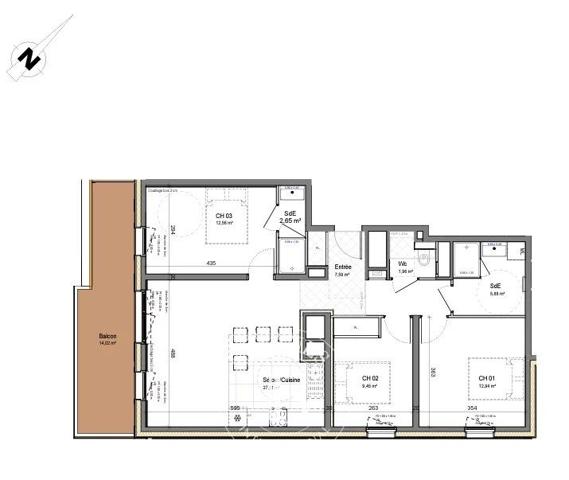 Morzine, Appartement 3 Chambres -  81 m² à vendre