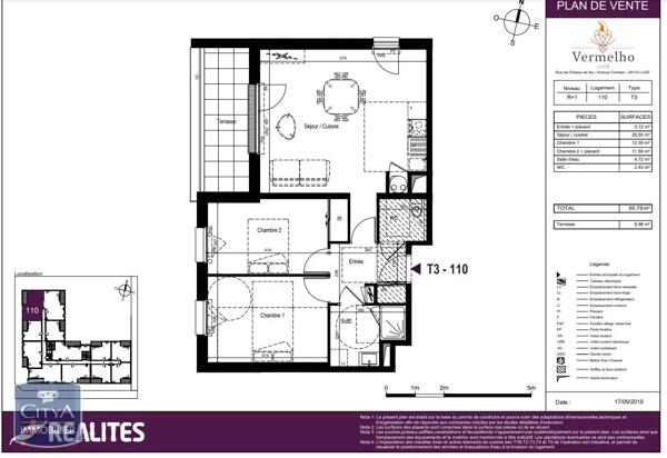 Appartement à louer 3 pièces 65.76m² Lucé (28110)