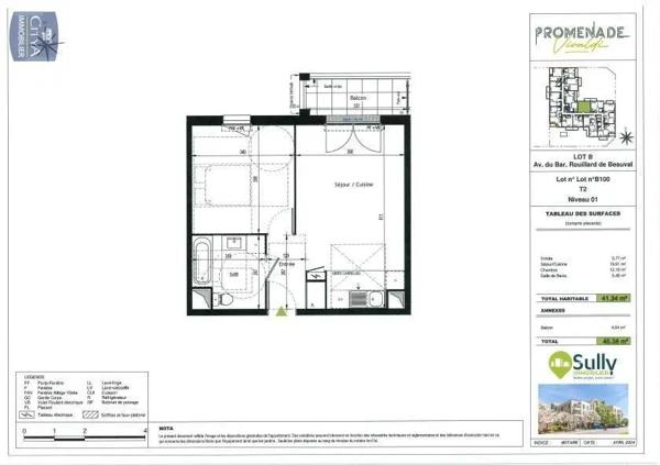 Appartement à louer 2 pièces 41.34m² Le Coudray (28630)