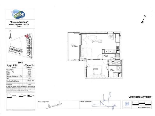 Location Appartement 2 pièces 40.18 m² - 193 RUE DE LA PRESLE Tours 37100