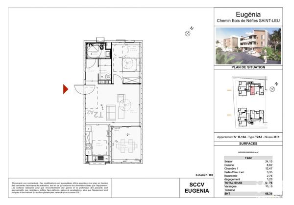 Appartement à vendre 2 pièces 65 m² LE PITON-SAINT-LEU
