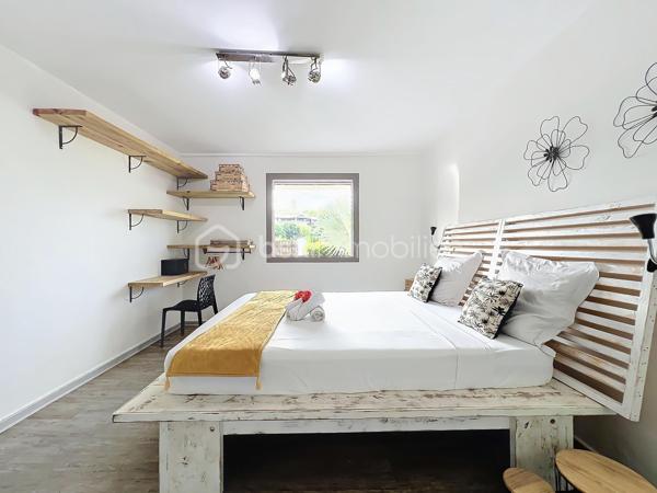 Delphine MIRANDA pour BSK Immobilier 

Un véritable écrin de sérénité à quelques minutes du bourg et des plages de Saint François.
Découvrez ce magnifique appartement T3 de 68 m2 (surface Carrez) offrant 125 m2 de surface totale , situé en rez-de-jardin d'une villa de standing au sein d'une petite copropriété de 4 lots.

Dès l'entrée vous serez séduit par sa décoration élégante et soignée, ses volumes agréables et son atmosphère chaleureuse.
L'appartement se compose d'une entrée, d'une cuisine aménagée et entièrement équipée ouverte sur un lumineux espace de vie, de deux chambres climatisée, dont l'une bénéficie d'un accès direct à la terrasse, ainsi que d'une salle d'eau avec douche et wc.

Les extérieurs sont pensés pour profiter pleinement de la vie antillaise :  le véritable coup de coeur réside dans ses beaux espaces privatifs, parfaitement intégrés à un environnement tropical luxuriant.
Vous profitez d'une terrasse couverte aménagée de 21 m2 prolongée par un deck de 32 m2 sous pergola, offrant une agréable perspective sur le jardin paysager et permettant de rejoindre directement la piscine.
Au coeur de cette végétation généreuse, la propriété dispose d'une piscine au sel de 5 x 5,50 m avec son solarium , accompagné d'une douche extérieure et d'un carbet détente idéal pour créer un espace supplémentaire dédié au repos et aux loisirs.
Le jardin soigneusement paysagé, accueille une belle diversité créant une ambiance intimiste et particulièrement apaisante.

Les prestations qui font la différence : 

- appartement vendu meublé clé en main 
- 68 m2 Carrez 125 m2 de surface totale 
- terrasse couverte de 21 m2
- deck de 32 m2 sous pergola 
- piscine au sel avec solarium et douche extérieure 
- jardin tropical paysager
- une place de stationnement privative 
- citerne tampon pour pallier aux coupures d'eau 
- chauffe-eau solaire 
- petite copropriété de 4 lots 
- DPE G / étiquette énergétique classe A 

Situé dans un secteur résidentiel calme et recherché tout en restant proche du bourg de Saint François, des commerces et des magnifiques plages de la commune, cet appartement constitue une adresse idéale aussi bien pour une résidence principale que pour une résidence secondaire ou un investissement locatif.

Un bien rare alliant confort, élégance et douceur de vivre tropicale, dans un environnement privilégié.
A découvrir sans tarder ! 

Pour plus d'informations, merci de privilégier l'appel ou sms whatsapp , demandez la vidéo ou positionner une visite.